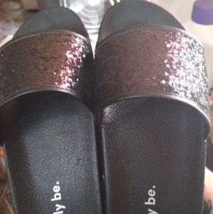 Black Glitter Slides 9EW